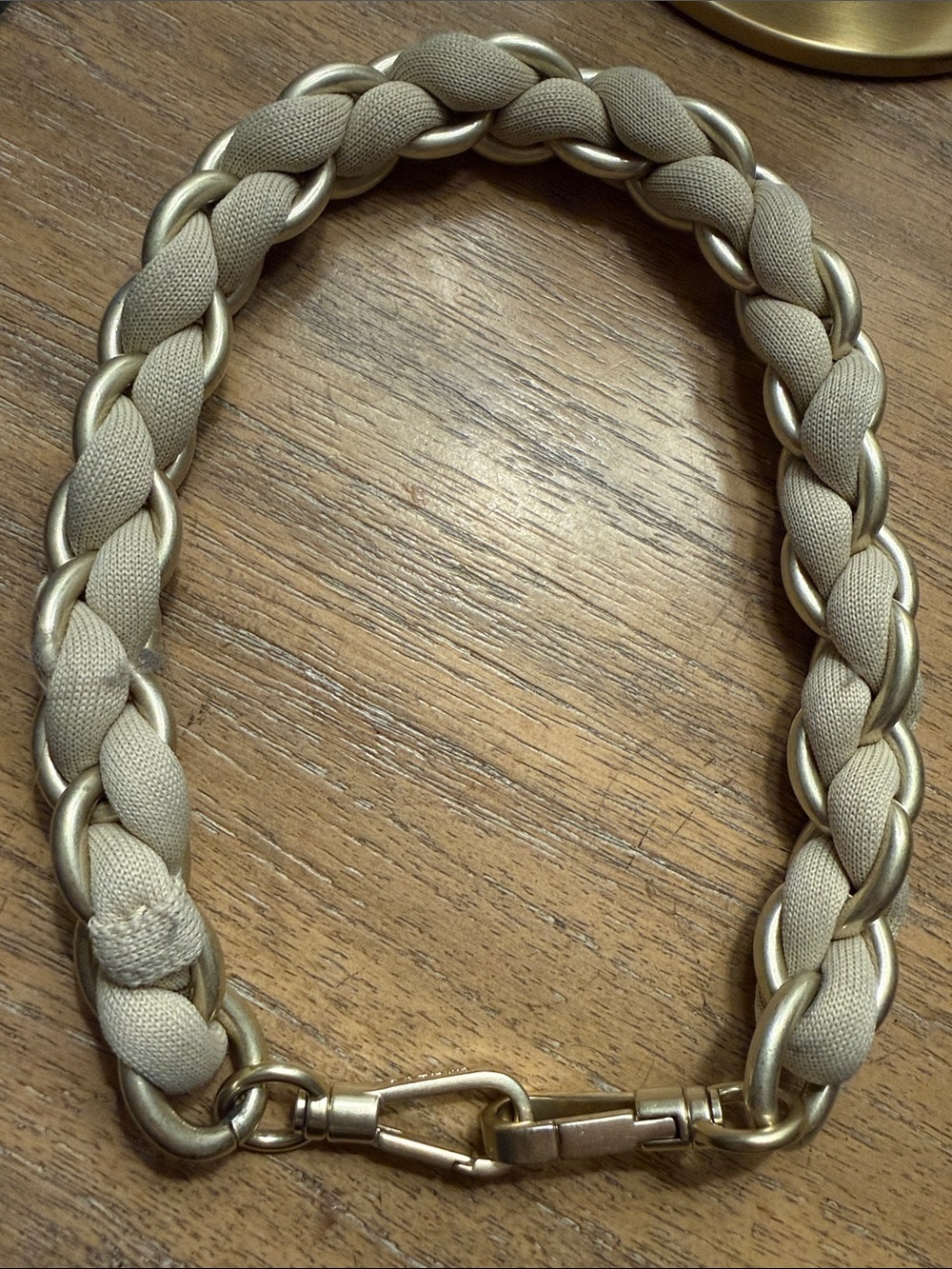 Rothy’s Braided Beige and Gold Chain Purse Handle